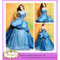 2015 Designers Full Length Ball Gown Sweetheart Detachable Jacket Appliqued Taffeta Royal Blue Wedding Dress (AL20003)